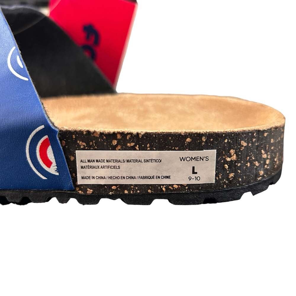Foco Chicago Cubs Women Sandals Size L (9-10) Mini Print Double Buckle Comfort - Picture 6 of 8